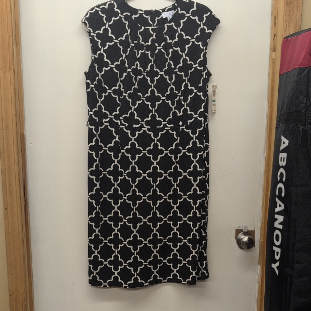 Charter Club Black and White Geometric Midi Dress